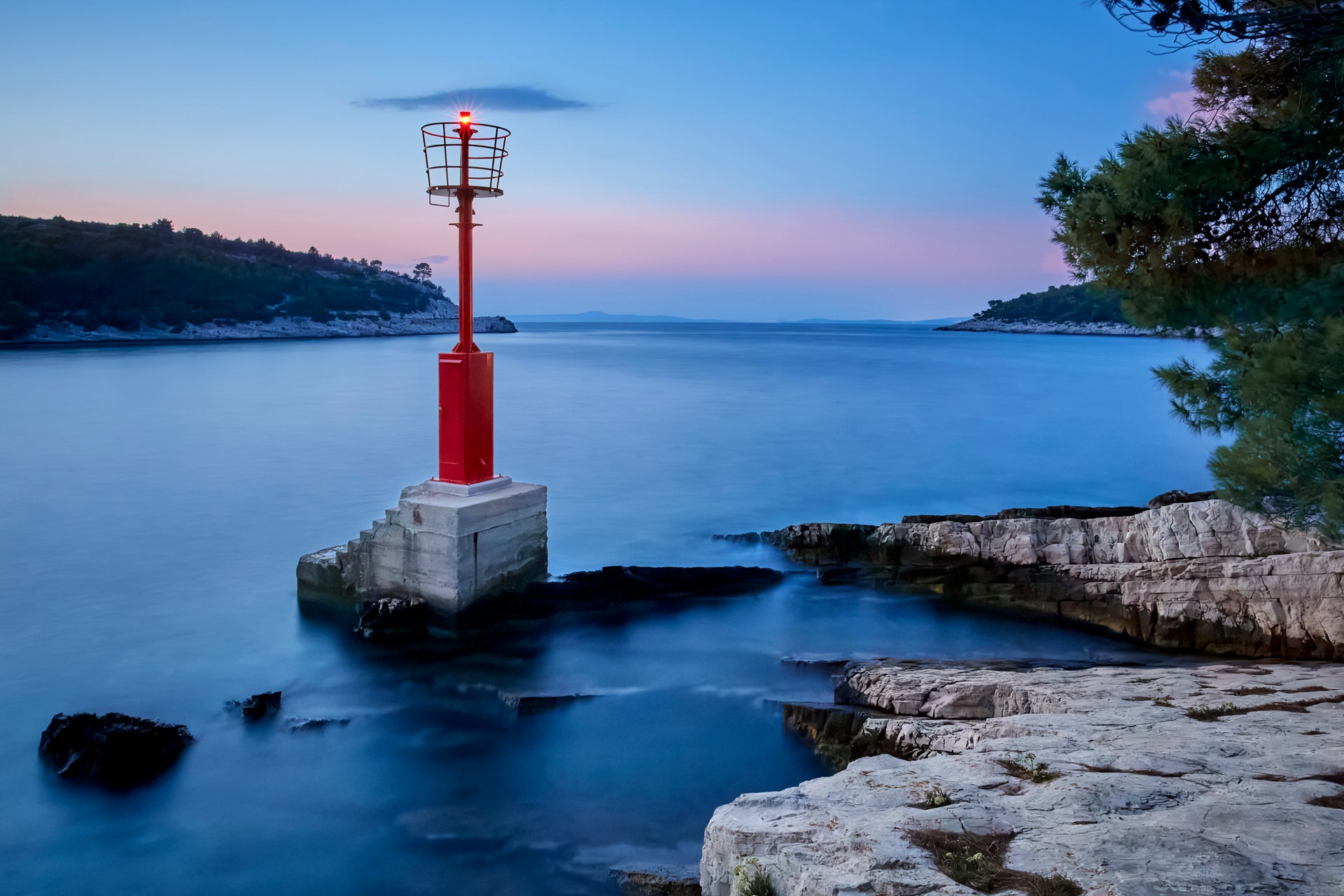 Red Beacon at Dusk